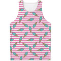 Pink Striped Ice Cream Pattern Print Men's Tank Top