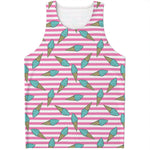 Pink Striped Ice Cream Pattern Print Men's Tank Top