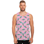 Pink Striped Ice Cream Pattern Print Men's Tank Top