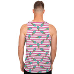 Pink Striped Ice Cream Pattern Print Men's Tank Top