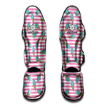 Pink Striped Ice Cream Pattern Print Muay Thai Shin Guard