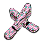 Pink Striped Ice Cream Pattern Print Muay Thai Shin Guard