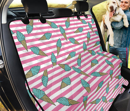 Pink Striped Ice Cream Pattern Print Pet Car Back Seat Cover