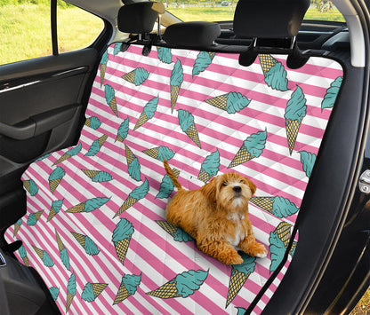 Pink Striped Ice Cream Pattern Print Pet Car Back Seat Cover