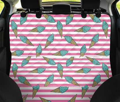 Pink Striped Ice Cream Pattern Print Pet Car Back Seat Cover