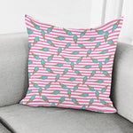 Pink Striped Ice Cream Pattern Print Pillow Cover