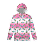 Pink Striped Ice Cream Pattern Print Pullover Hoodie