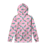 Pink Striped Ice Cream Pattern Print Pullover Hoodie