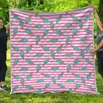 Pink Striped Ice Cream Pattern Print Quilt