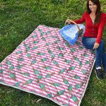 Pink Striped Ice Cream Pattern Print Quilt