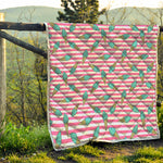 Pink Striped Ice Cream Pattern Print Quilt