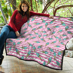 Pink Striped Ice Cream Pattern Print Quilt