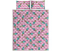Pink Striped Ice Cream Pattern Print Quilt Bed Set