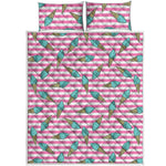 Pink Striped Ice Cream Pattern Print Quilt Bed Set