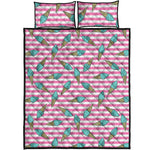 Pink Striped Ice Cream Pattern Print Quilt Bed Set