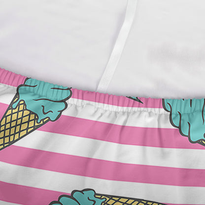 Pink Striped Ice Cream Pattern Print Sofa Cover
