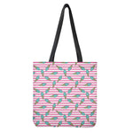 Pink Striped Ice Cream Pattern Print Tote Bag