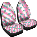Pink Striped Ice Cream Pattern Print Universal Fit Car Seat Covers
