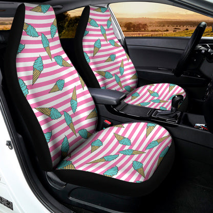 Pink Striped Ice Cream Pattern Print Universal Fit Car Seat Covers