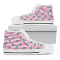 Pink Striped Ice Cream Pattern Print White High Top Sneakers