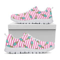 Pink Striped Ice Cream Pattern Print White Running Shoes