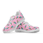 Pink Striped Ice Cream Pattern Print White Sneakers