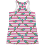 Pink Striped Ice Cream Pattern Print Women's Racerback Tank Top