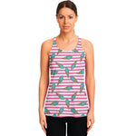 Pink Striped Ice Cream Pattern Print Women's Racerback Tank Top