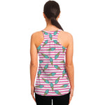 Pink Striped Ice Cream Pattern Print Women's Racerback Tank Top