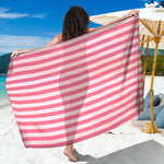 Pink Striped Pattern Print Beach Sarong Wrap