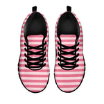 Pink Striped Pattern Print Black Sneakers