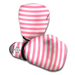Pink Striped Pattern Print Boxing Gloves