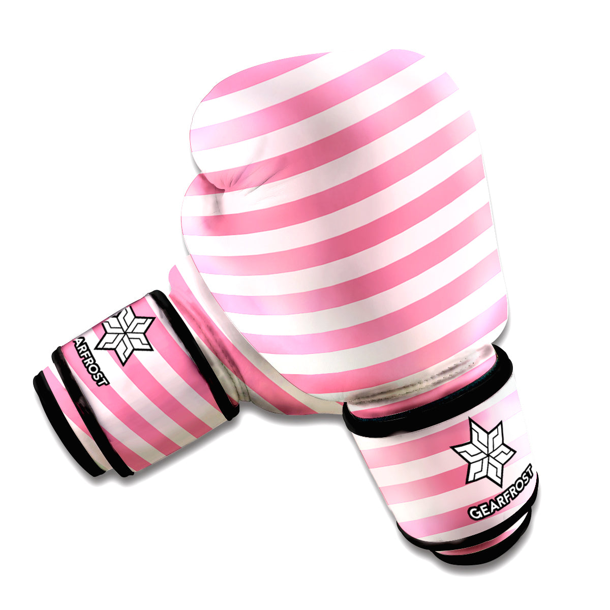Pink Striped Pattern Print Boxing Gloves