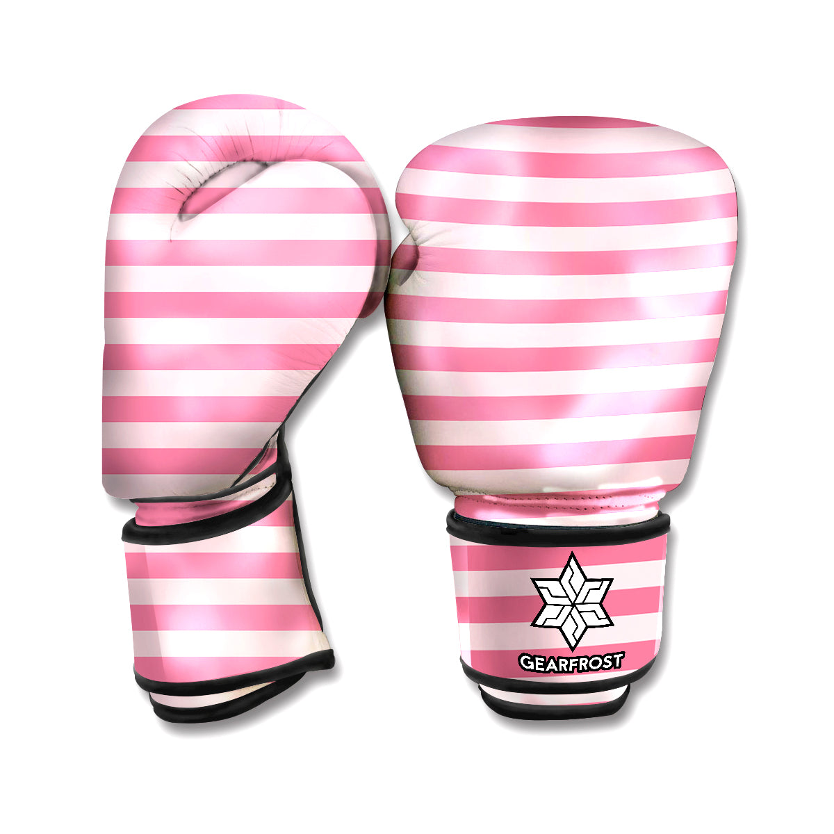 Pink Striped Pattern Print Boxing Gloves