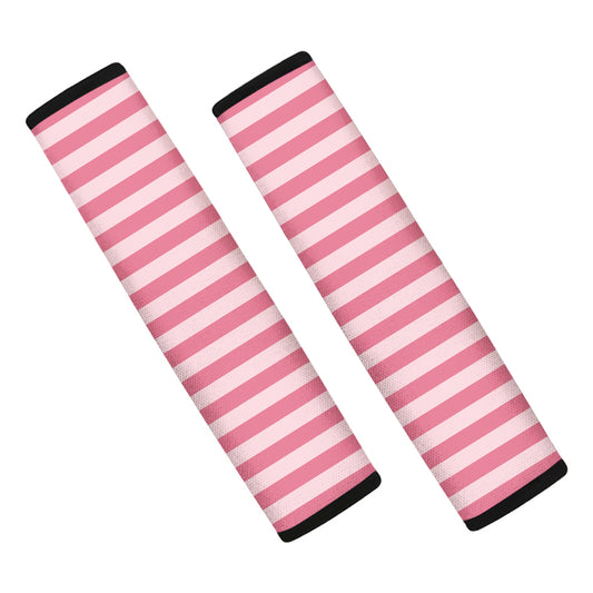 Pink Striped Pattern Print Car Seat Belt Covers
