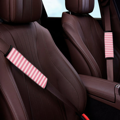 Pink Striped Pattern Print Car Seat Belt Covers