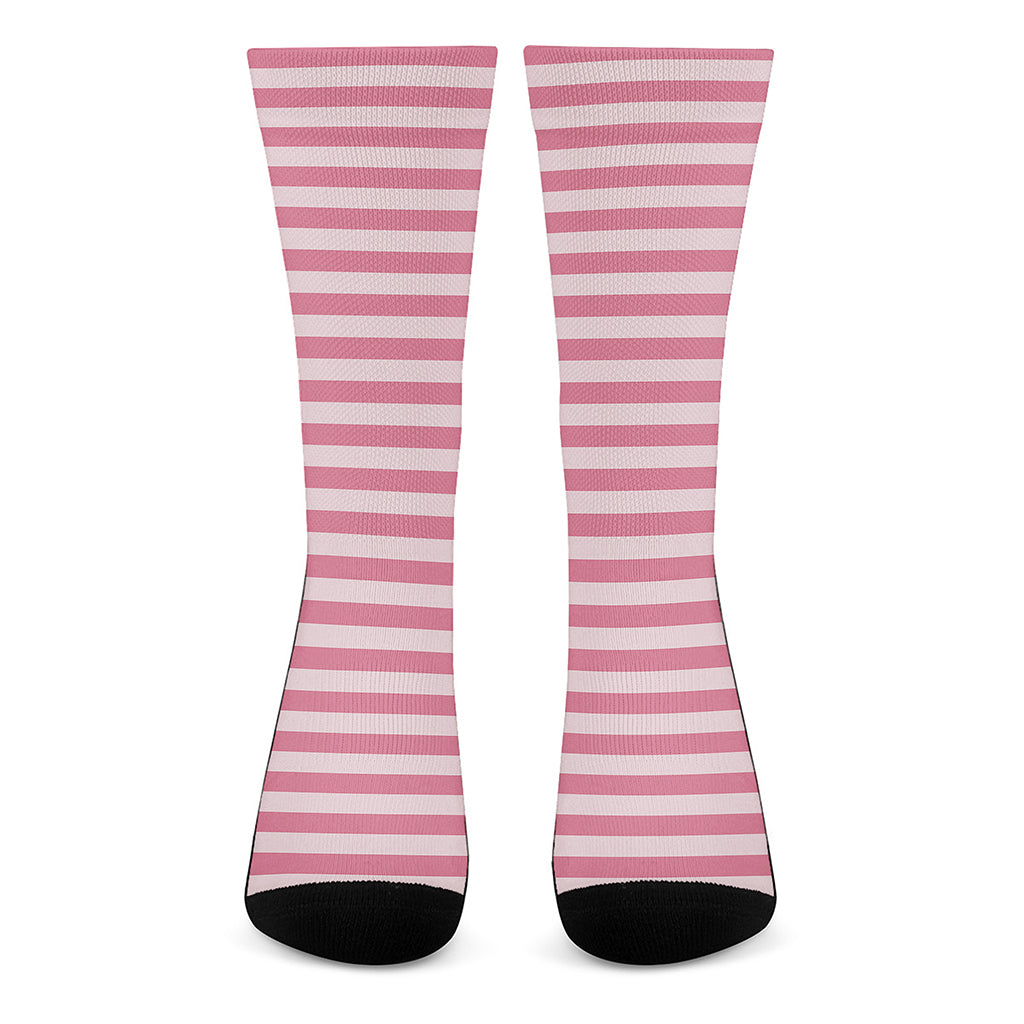 Pink Striped Pattern Print Crew Socks