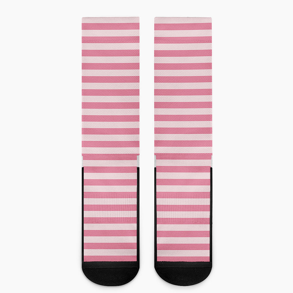 Pink Striped Pattern Print Crew Socks