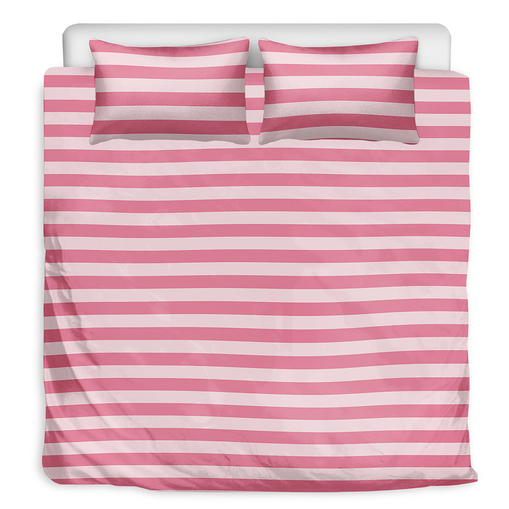 Pink Striped Pattern Print Duvet Cover Bedding Set