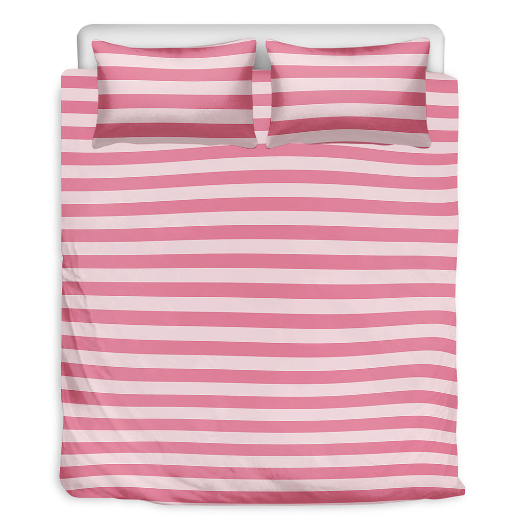 Pink Striped Pattern Print Duvet Cover Bedding Set