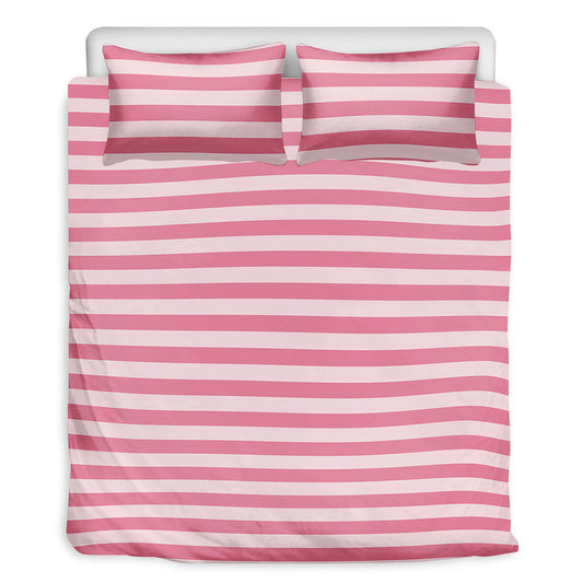 Pink Striped Pattern Print Duvet Cover Bedding Set