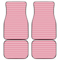 Pink Striped Pattern Print Front and Back Car Floor Mats