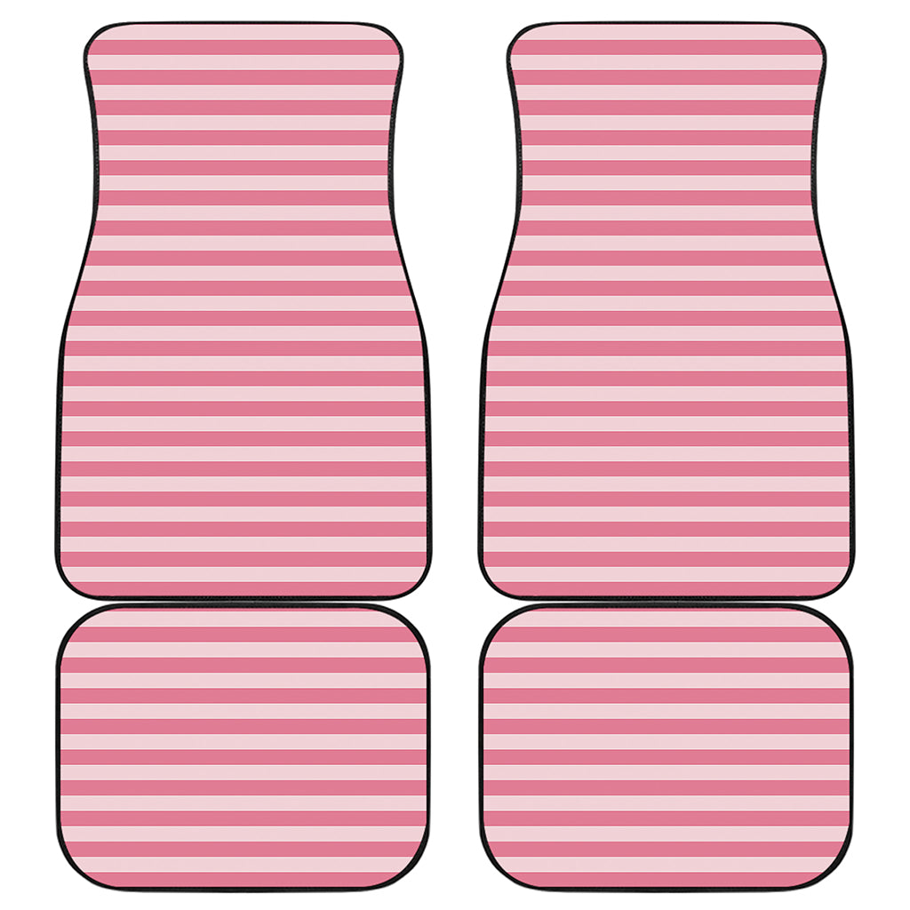 Pink Striped Pattern Print Front and Back Car Floor Mats
