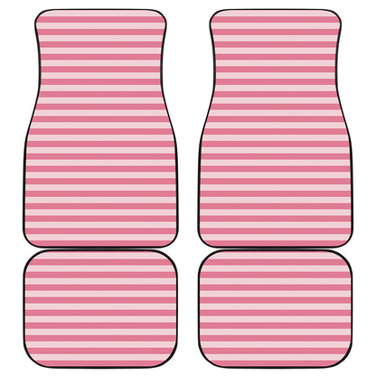 Pink Striped Pattern Print Front and Back Car Floor Mats