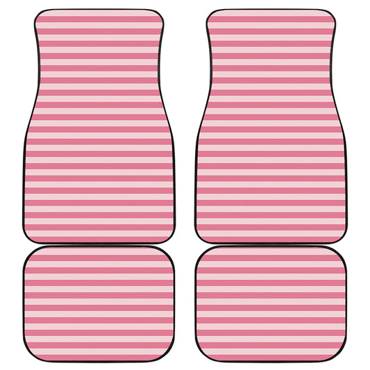 Pink Striped Pattern Print Front and Back Car Floor Mats