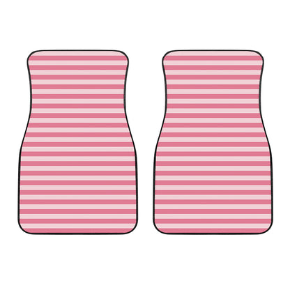 Pink Striped Pattern Print Front Car Floor Mats