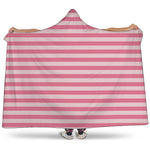 Pink Striped Pattern Print Hooded Blanket