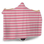 Pink Striped Pattern Print Hooded Blanket