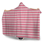 Pink Striped Pattern Print Hooded Blanket