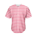 Pink Striped Pattern Print Men's Baseball Jersey